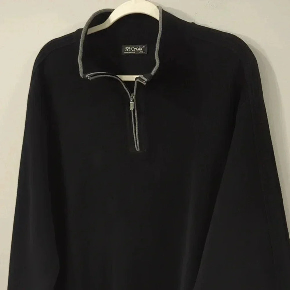St Croix Seersucker Knit Quarter-zip Pullover Black size XXL‎ - Picture 2 of 10
